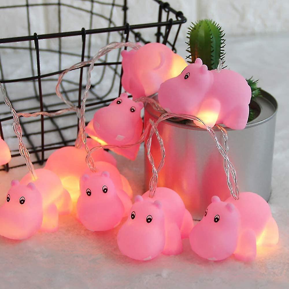 1.5m 10 Lights Battery Pet Led Decorative Hippo Indoor Outdoor Decor String Light， Baby Room Decorat