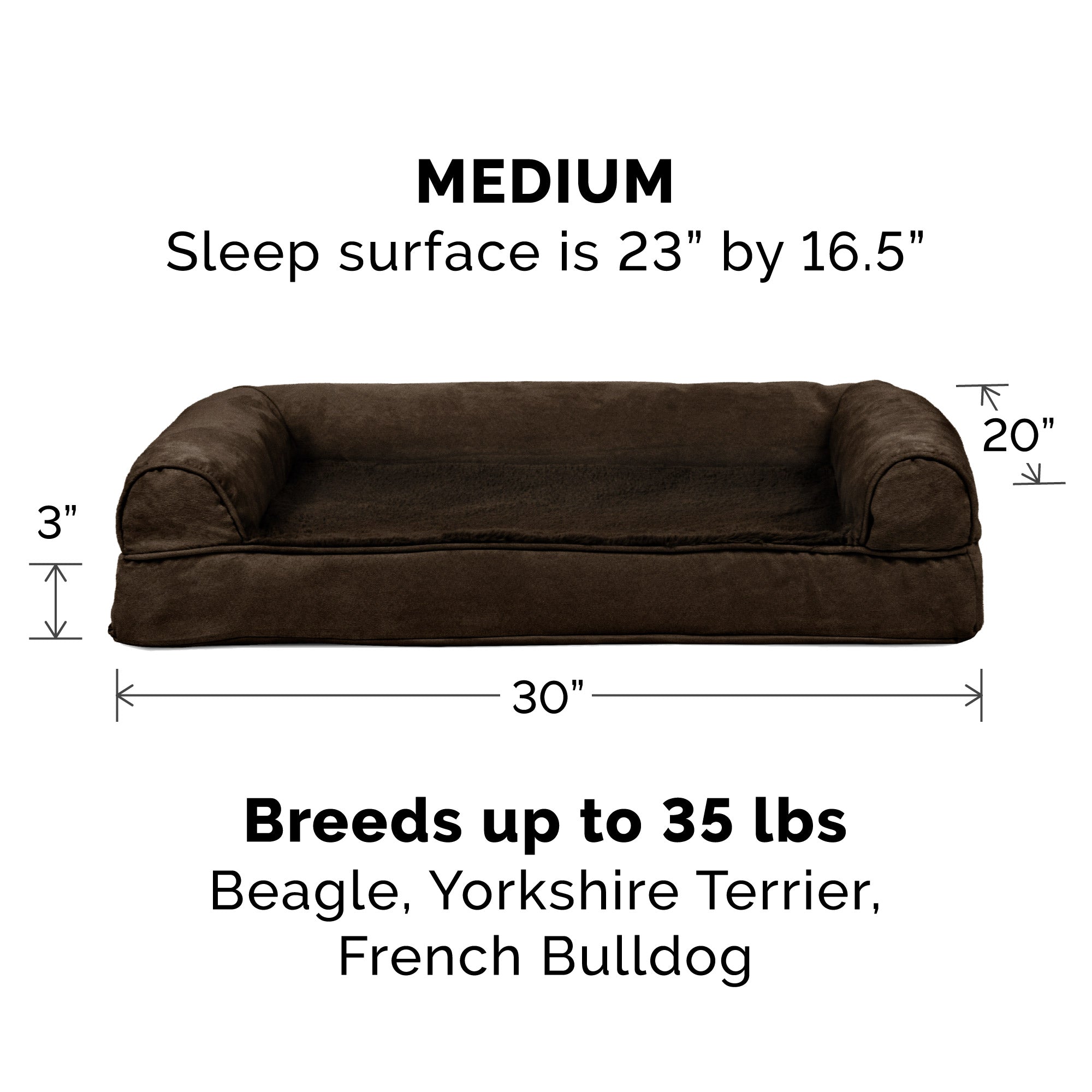 FurHaven Pet Products | Full Support Orthopedic Plush & Suede Sofa-Style Pet Bed for Dogs & Cats, Espresso, Medium