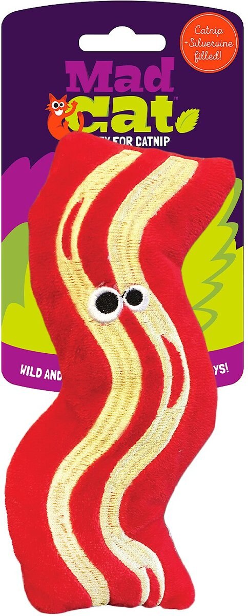 Mad Cat Big Bacon Kicker Catnip and Silvervine Cat Toy