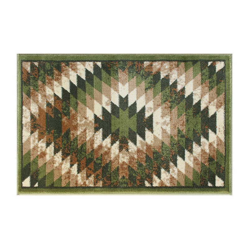 Masada Rugs Masada Rugs Stephanie Collection 2'x3' Area Rug Mat with Distressed Southwest Native American Design 1106 in Green， Brown and Beige