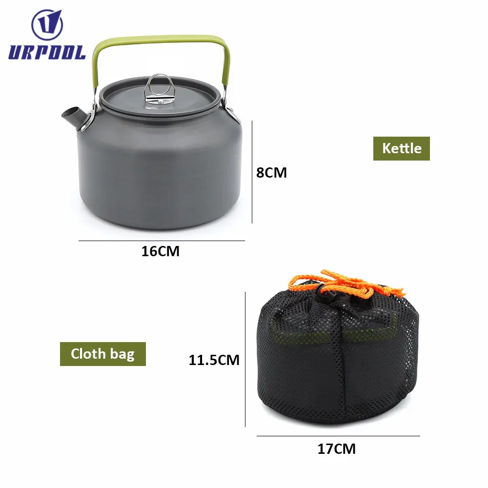 Portable 1.8L Outdoor Teapot Coffee Pot Aluminum Camping Kettle  Backpacking cooking Accessories with carry bag for Hiking