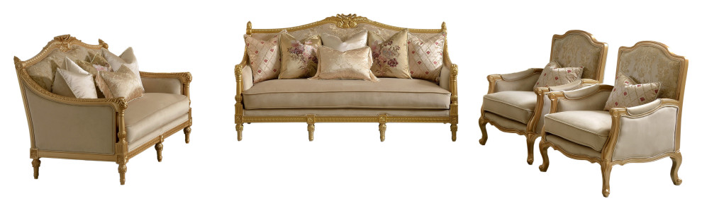 Milan 4 Piece Living Room Set   Victorian   Living Room Furniture Sets   by Infinity Furniture  Houzz