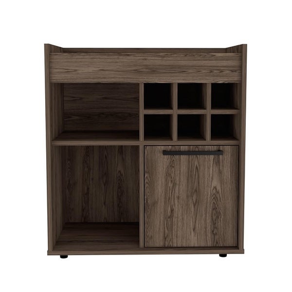 1-Door Bar Cabinet with 2 Shelves and 6 Cubbies