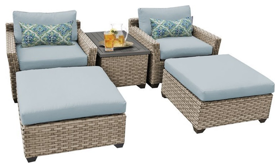 Monterey 5 Piece Outdoor Wicker Patio Furniture Set 05a in Spa   Outdoor Lounge Sets   by Homesquare  Houzz