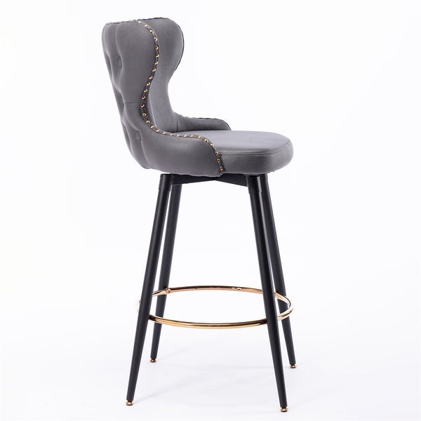 Modern Set of 2 Bar Chairs Bar Stools with Metal Legs