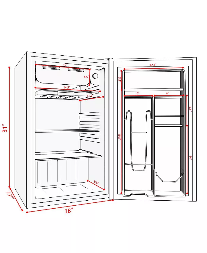 Costway 3.2 Cu.Ft. Compact Refrigerator Mini Dorm Small Fridge Freezer Reversible Door