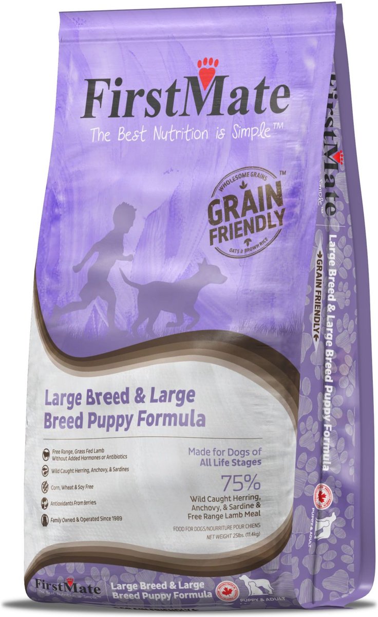 Firstmate Large Breed Puppy Formula Dry Dog Food， 25-lb bag