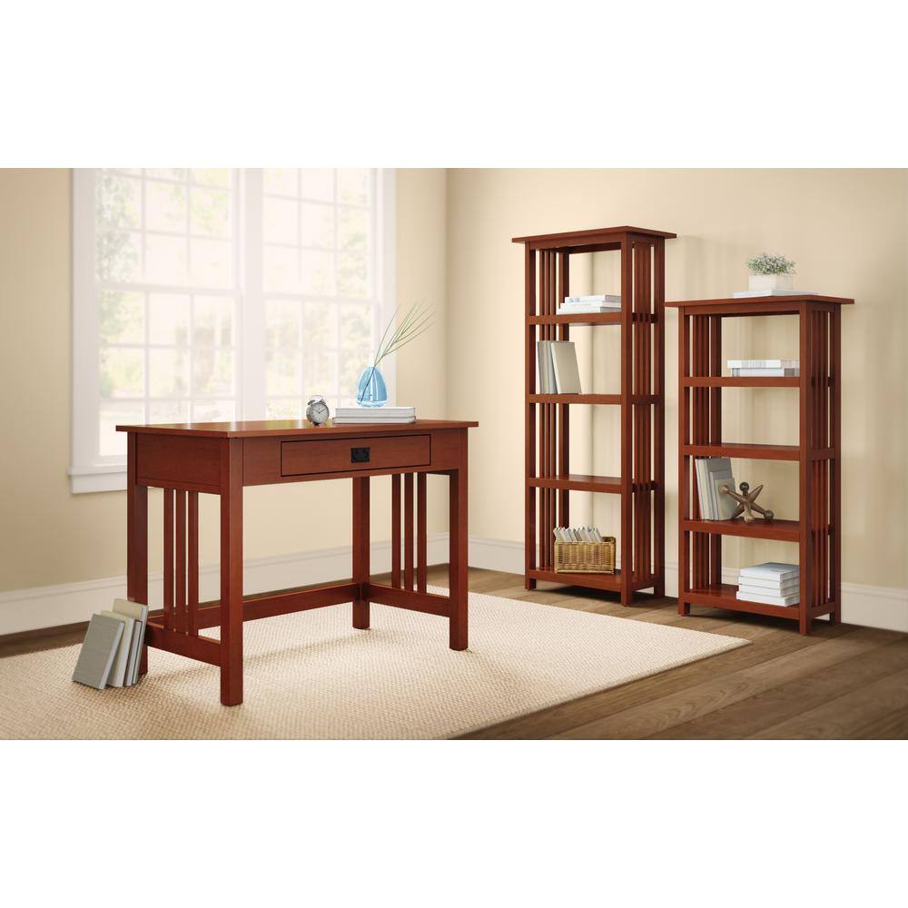 Alaterre Furniture 60 in. Cherry Wood 4-shelf Etagere Bookcase with Open Back AMIA0860