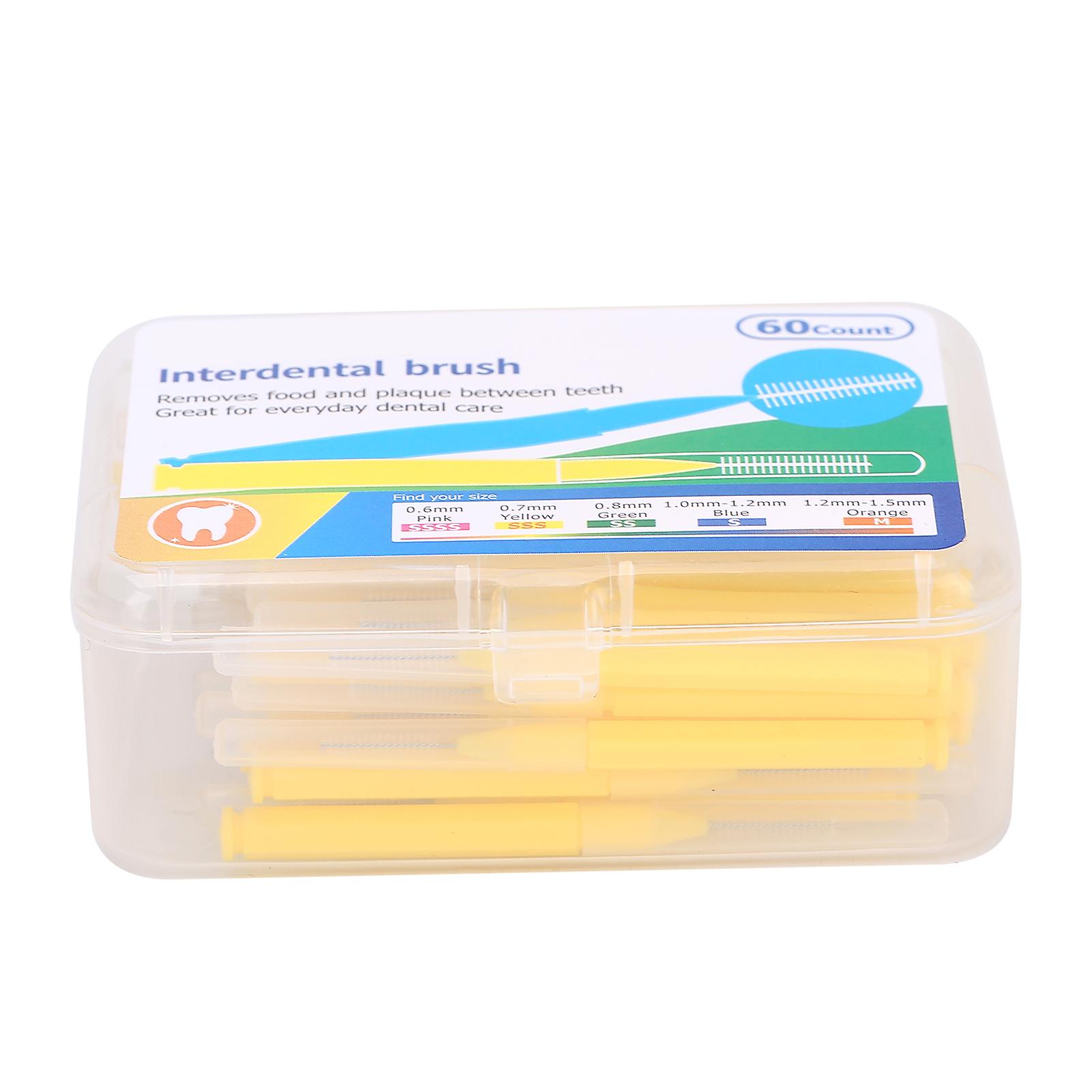 60pcs / Box Orthodontic Interdental Brush Tooth Cleaning Tool Dental Teeth Cleaner Toothpick Yellow