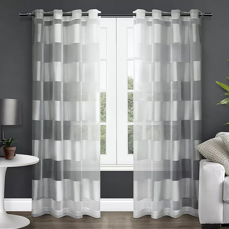 Exclusive Home 2-pack Navaro Striped Sheer Window Curtains - 54'' x 84''