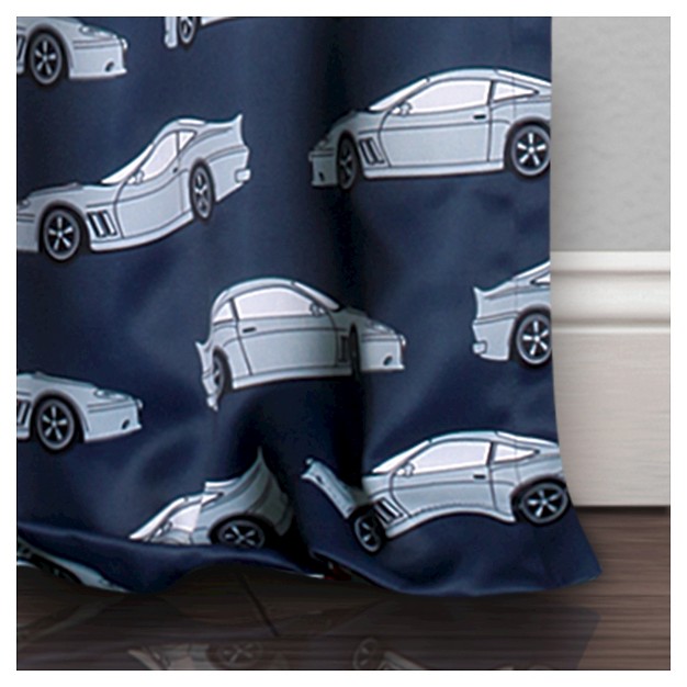 Kids x27 Race Cars Room Darkening Window Curtain Set Navy red Lush D cor