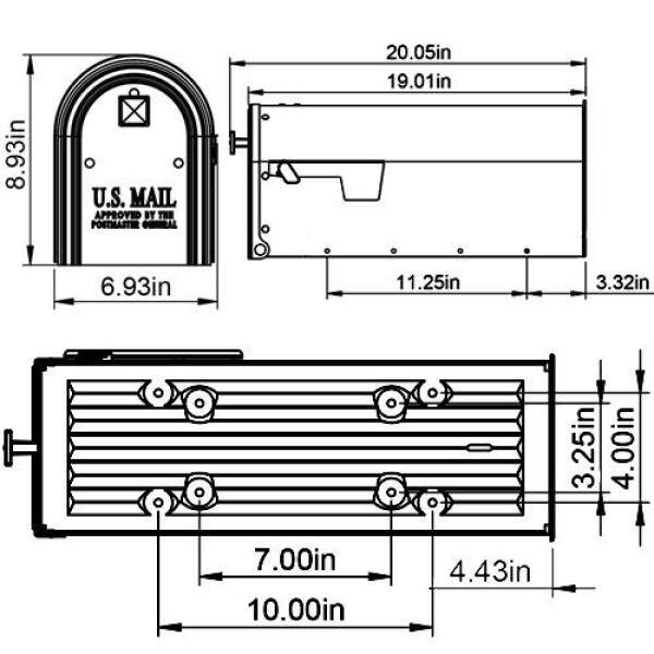 Architectural Mailboxes Edson Gray Medium Steel Post Mount Mailbox EM110GMAM