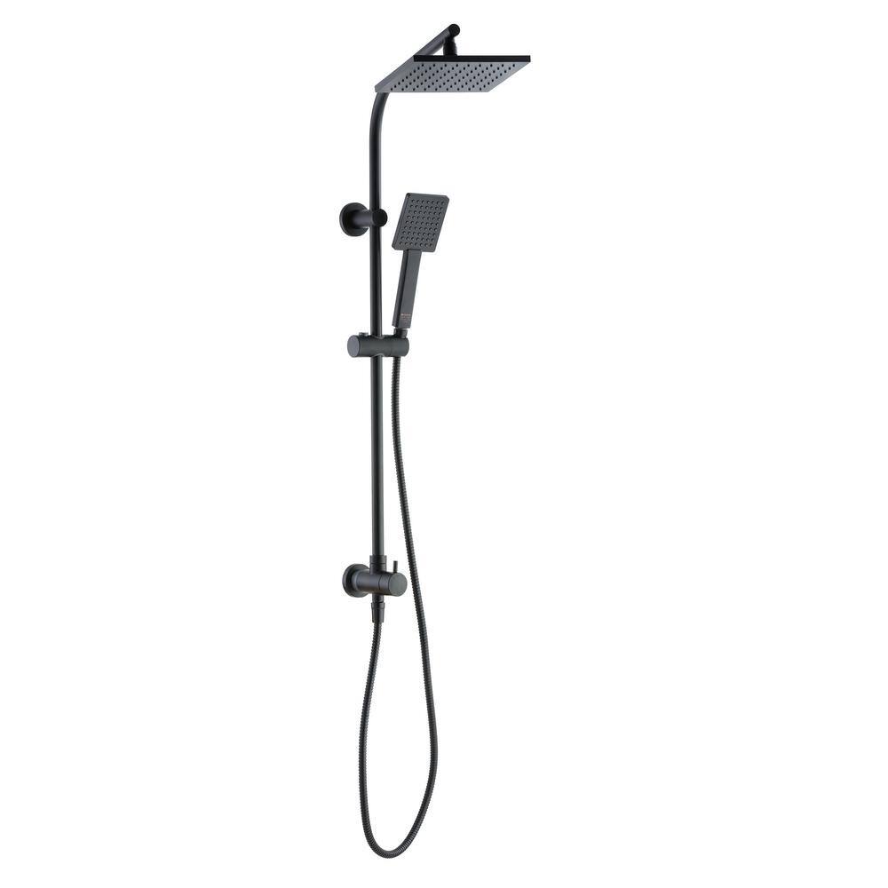 Glacier Bay Modern Wall Bar Shower Kit 1-Spray 8 in. Square Rain Shower Head with Hand Shower in Matte Black (Valve Not Included) HD58101-X5110H