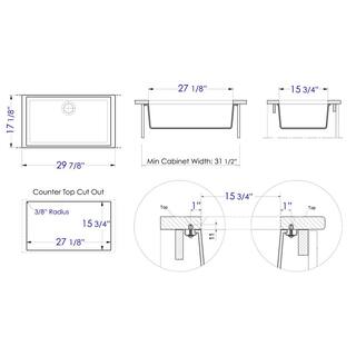 ALFI BRAND Undermount Granite Composite 29.88 in. Single Bowl Kitchen Sink in Black AB3020UM-BLA