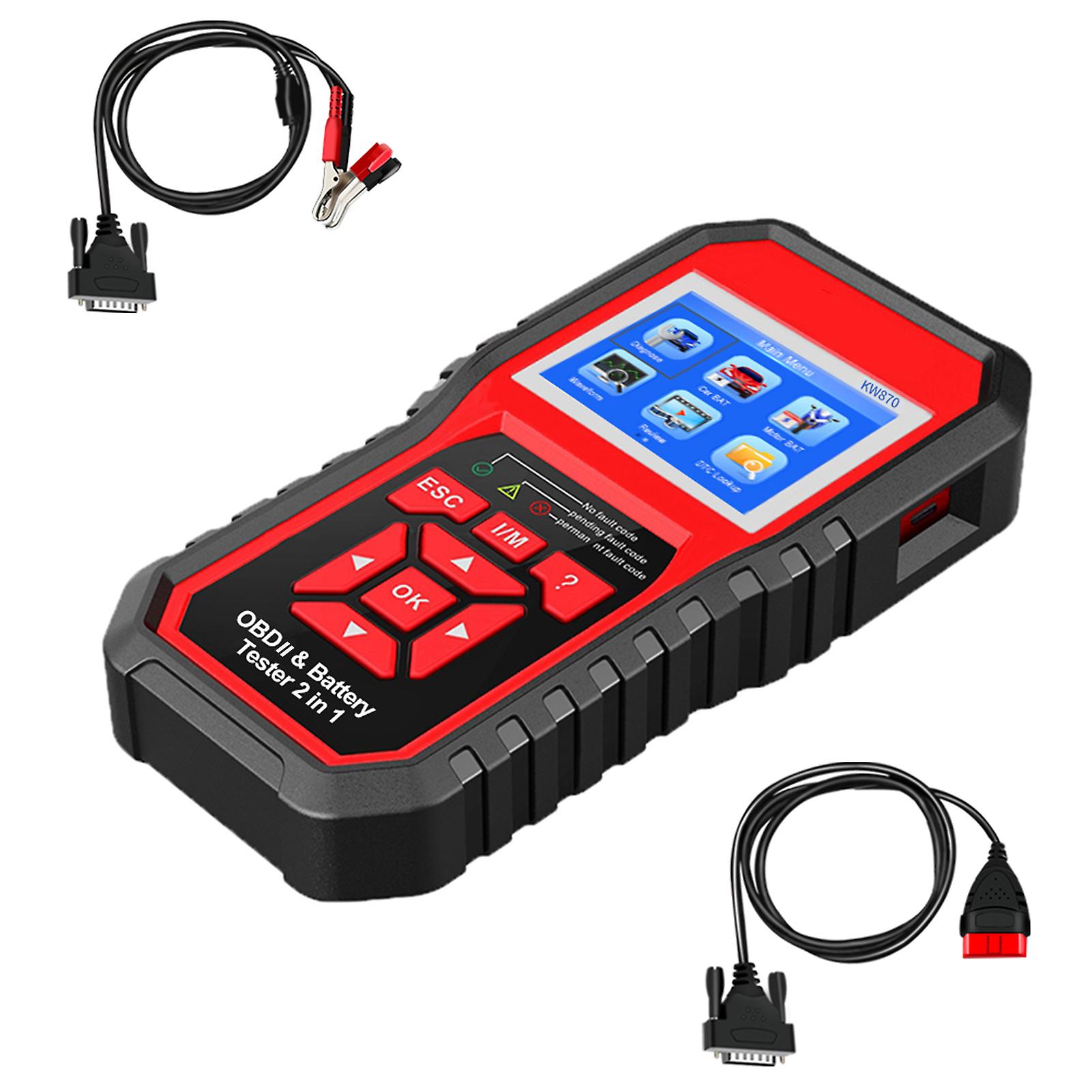 Konnwei Obdii Auto Diagnostic Code Scanner (kw870) Universal Car Battery Tester 2 In 1 Auto Diagnostic Scan Tools