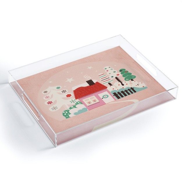 Showmemars Festive Winter Hut In Pink Acrylic Tray deny Designs