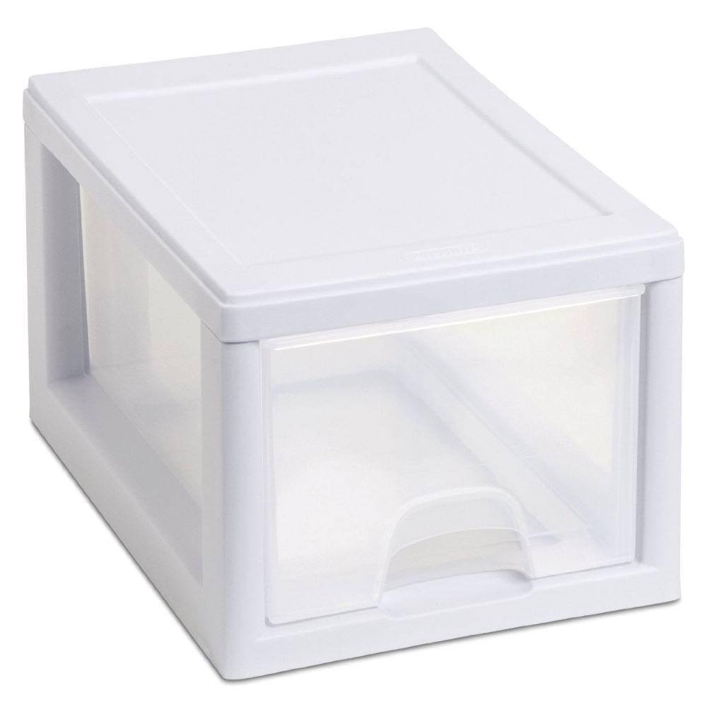 Sterilite Stackable Small Drawer White Frame and See-Through (12-Pack) 12 x 20518006