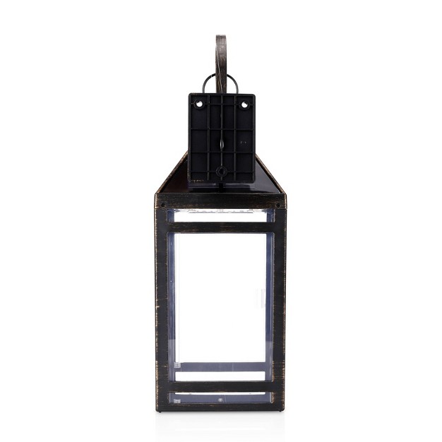 Solar Portable Hanging Outdoor Lantern With Hanger Black Techko Maid