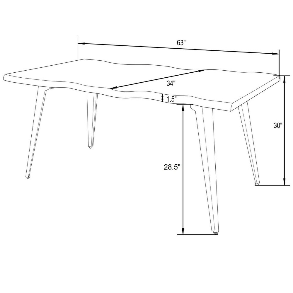 LeisureMod Ravenna Rectangular Wood 63\