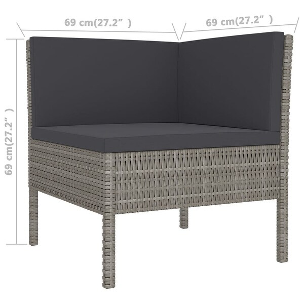 13 Piece Patio Lounge Set with Cushions Poly Rattan Gray - Overstock - 37574465