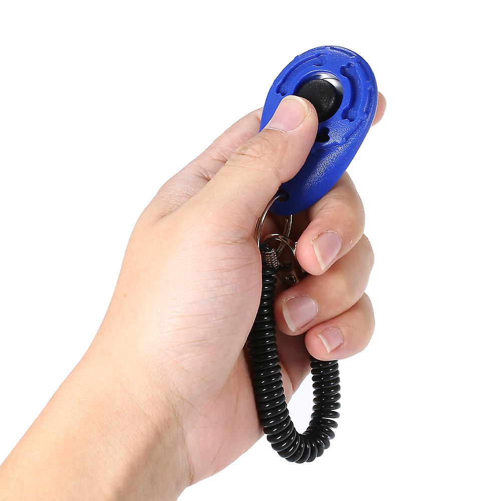 Dog Training Clicker With Elastic Spiral Wrist Band For Dog Playing Toy Blue