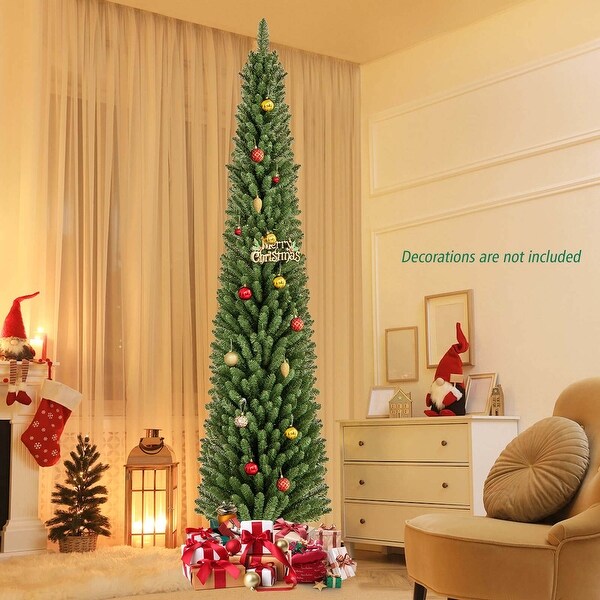 Costway 5/6/7/8 FT Pencil Christmas Tree Artificial Xmas Tree with