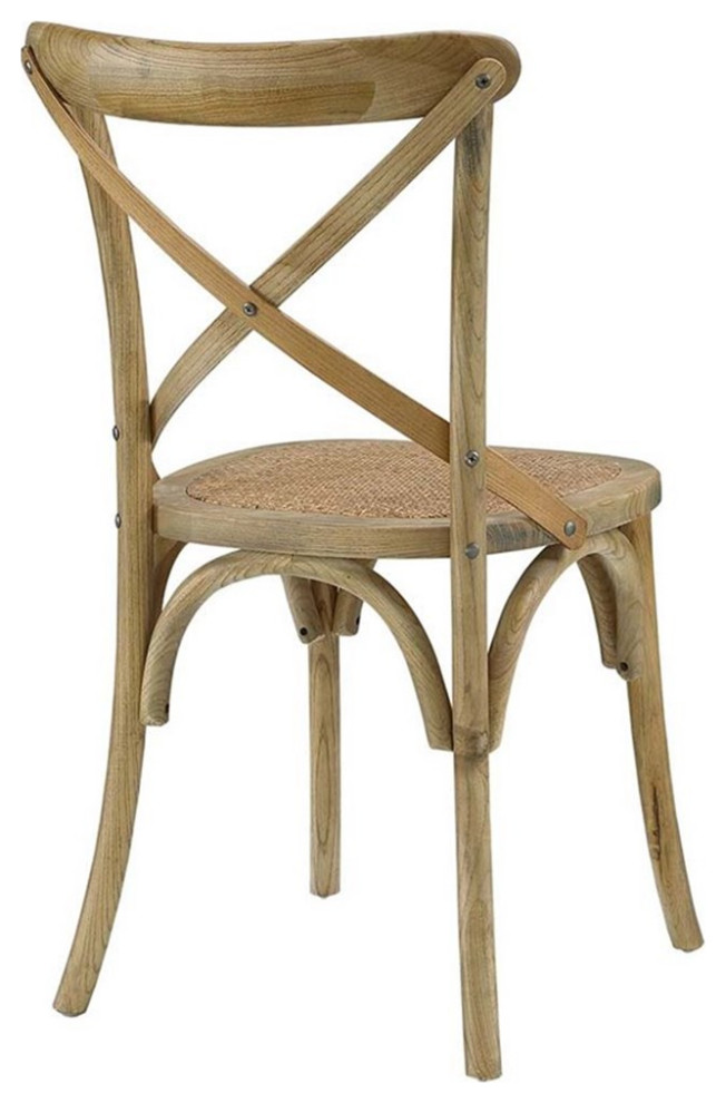 Modway Gear 18.5 quotElm Wood and Rattan Dining Side Chair in Natural (Set of 4)   Tropical   Dining Chairs   by Homesquare  Houzz