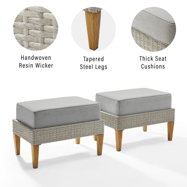 Capella 2Pc Outdoor Wicker Ottoman Set