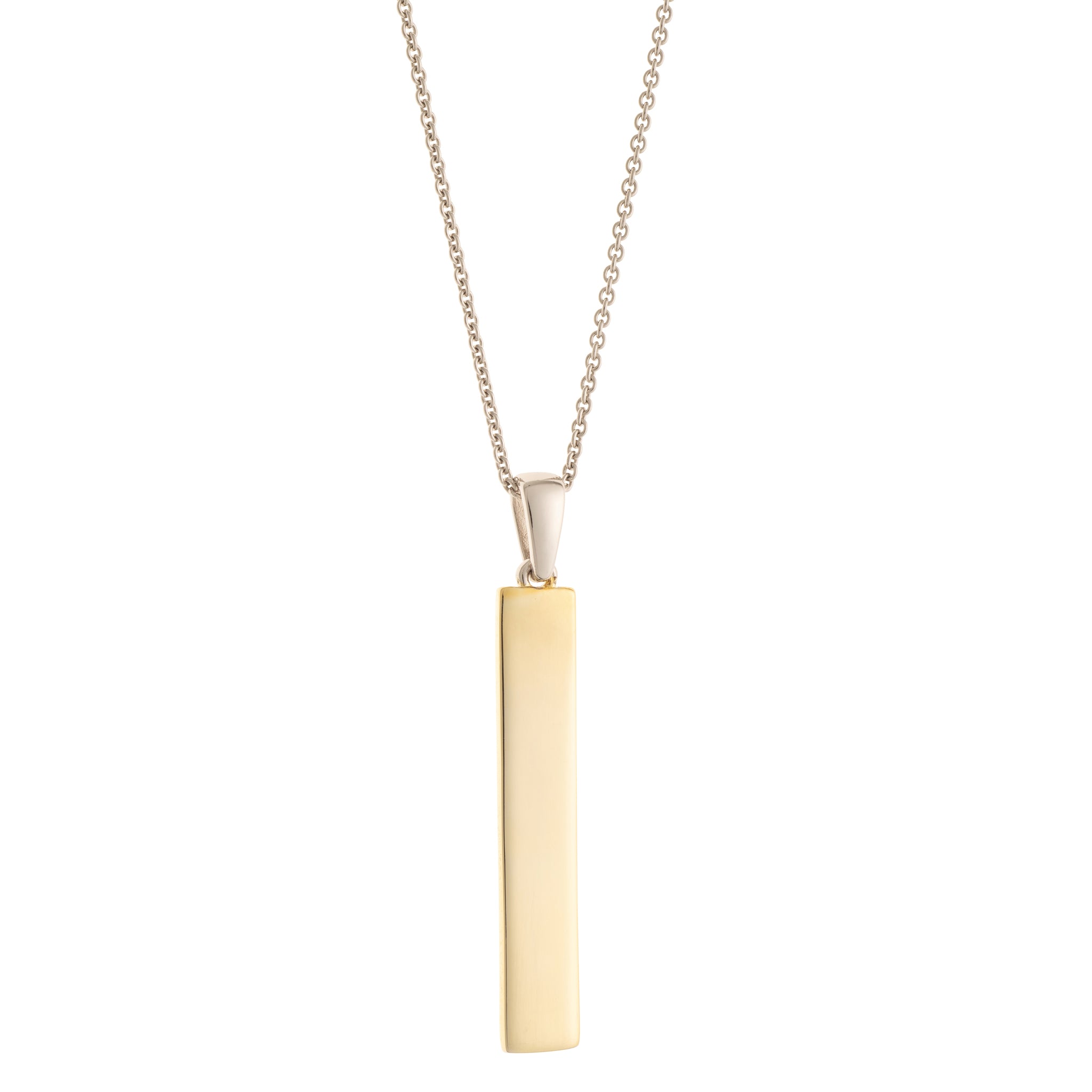 Galway Crystal Plain Bar Sterling Silver & Gold Pendant