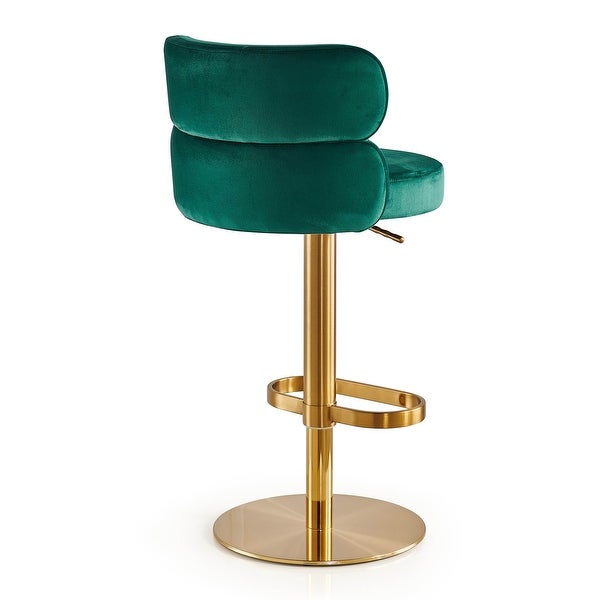 Upholstered Height-adjustable Rounded Mid-back Barstool