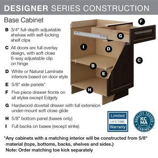 Hampton Bay Designer Series Edgeley Assembled 36x34.5x23.75 in. Pots and Pans Drawer Base Kitchen Cabinet in White B3PP36-EDWH