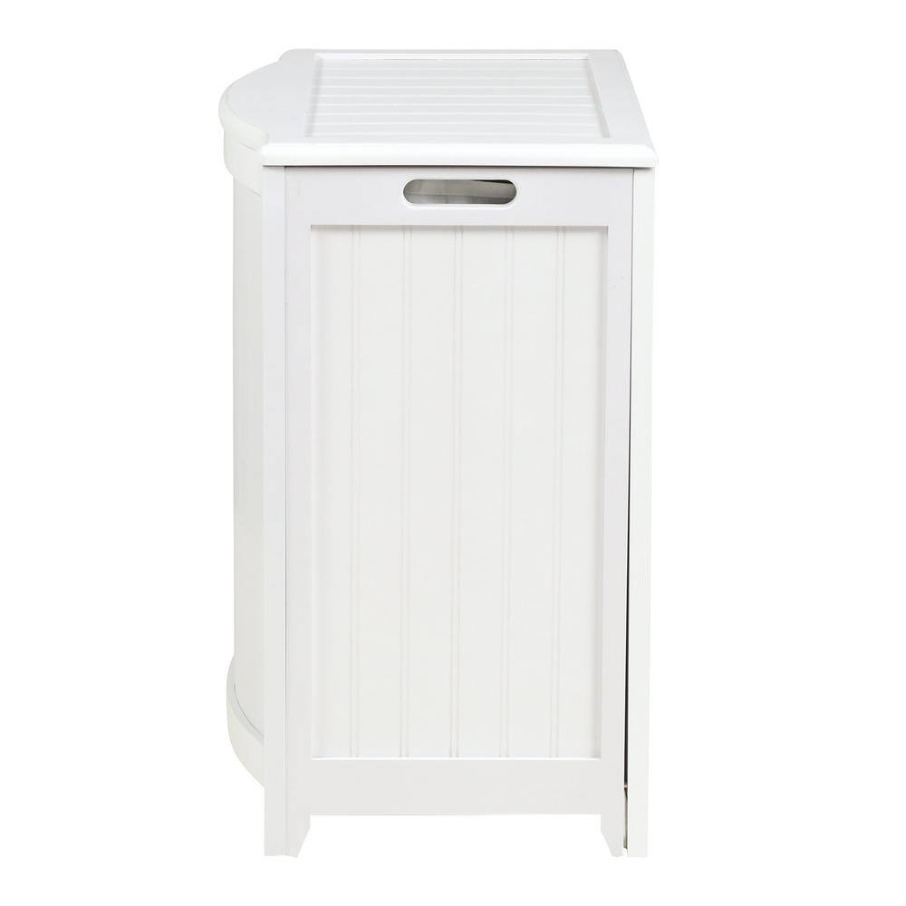 Oceanstar White Wainscot Style Bowed Front Laundry Hamper BHP0106W