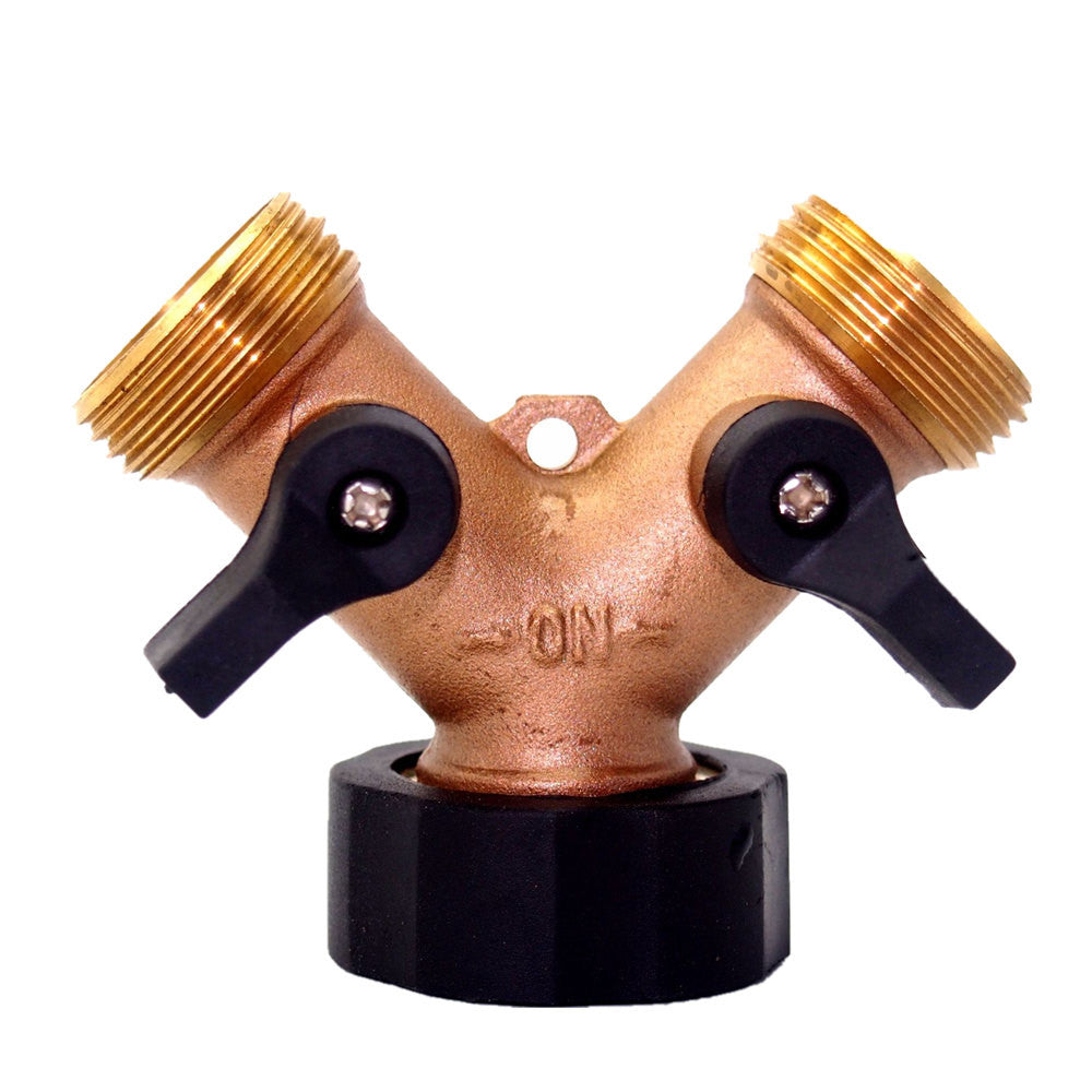 Bowake Garden Hose Splitter Heavy-Duty 2 Way Solid Brass Y Valve Female Connector