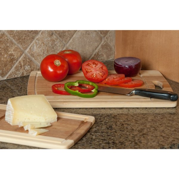 3-piece Cutting Board Set - Organic Bamboo Cutlery Chopping Board Set with Drip Groove