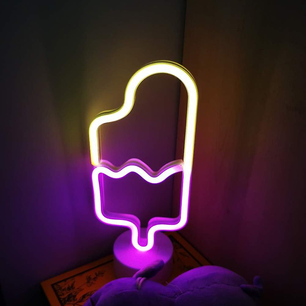 Popsicle Shaped Neon Light Led Neon Signs Light Art Decorative Neon Lamp With Base For Room Hose Recreational Wedding Party Decoration