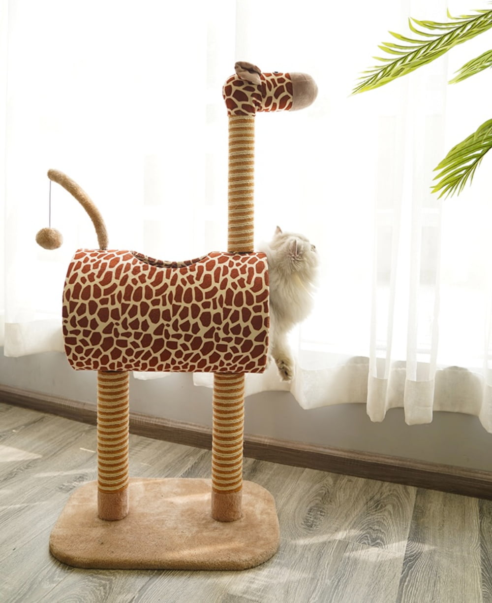 ZEZE Giraffe Cat Tree and Scratcher(Giraffe Cat Tree w/tunnel and Scratcher Cat Furniture， Large)