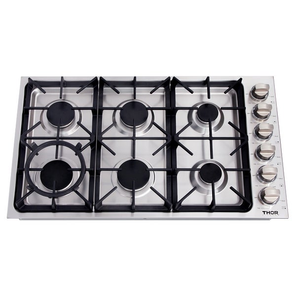 36 Inch Professional Drop-In Gas Cooktop with Six Burners