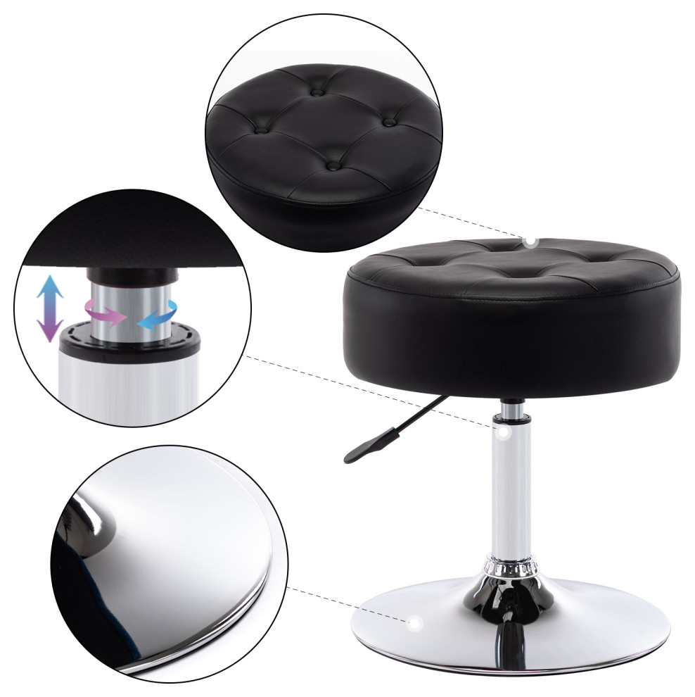 Round Swivel Faux Leather Vanity Stool   Contemporary   Vanity Stools And Benches   by Duhome inc  Houzz