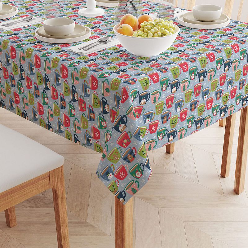 Square Tablecloth， 100% Polyester， 60x60， Holiday Hot Cocoa Mugs