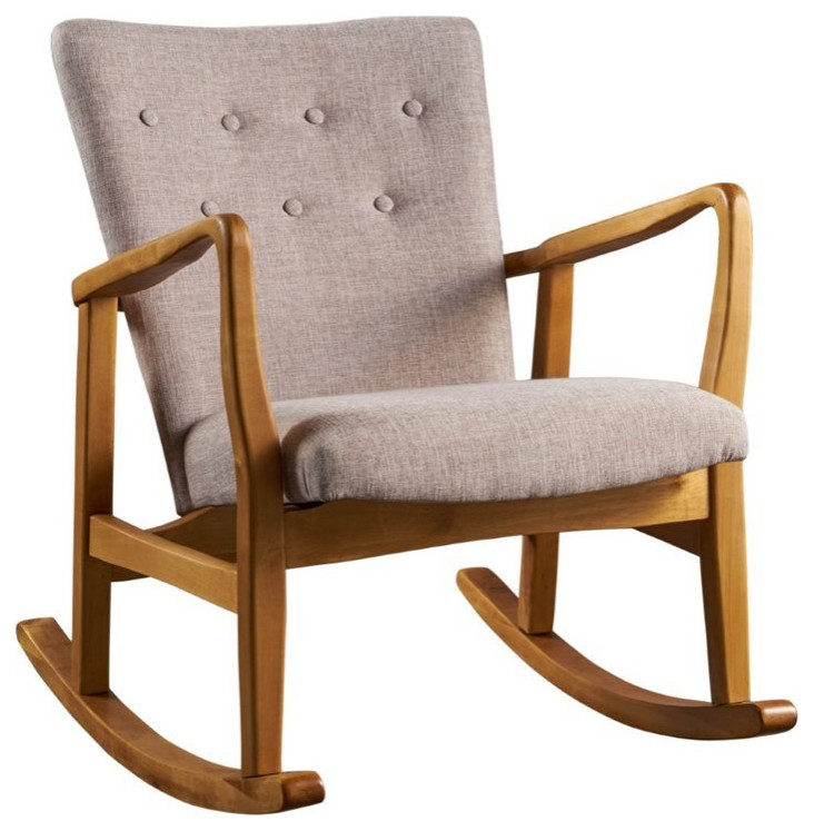 Noble House Callum Mid Century Fabric Rocking Chair in Wheat   Transitional   Rocking Chairs   by Homesquare  Houzz