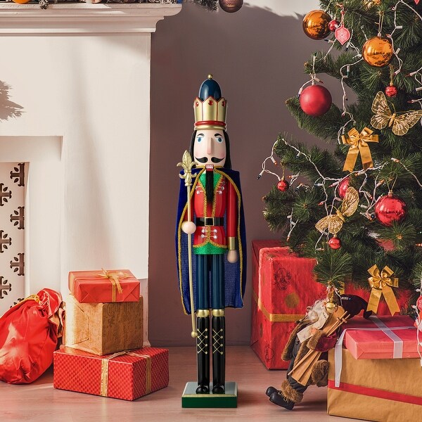 Glitzhome 36inch Wooden Christmas King/Drummer Nutcracker