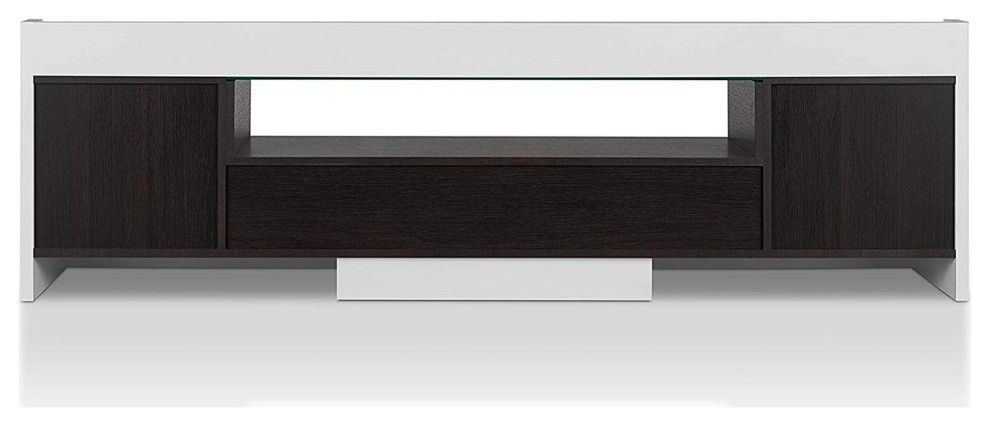 Modern TV Stand  Particle Board With 2 Doors  White and Epresso Finish   Transitional   Entertainment Centers And Tv Stands   by Decorn  Houzz