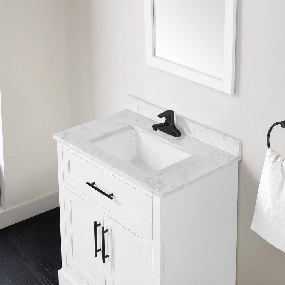 Home Decorators Collection Doveton 24 in. W x 19 in. D x 34.50 in. H Bath Vanity in White with White Engineered Stone Top Doveton 24W