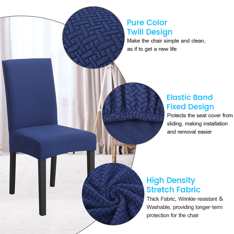 Set of 6, Strench Knitted Dining Chair Covers Set of 6, Elastic Kitchen Chair Slipcovers Removable Nonslip for Hotel Dining Room Ceremony Banquet Wedding Party