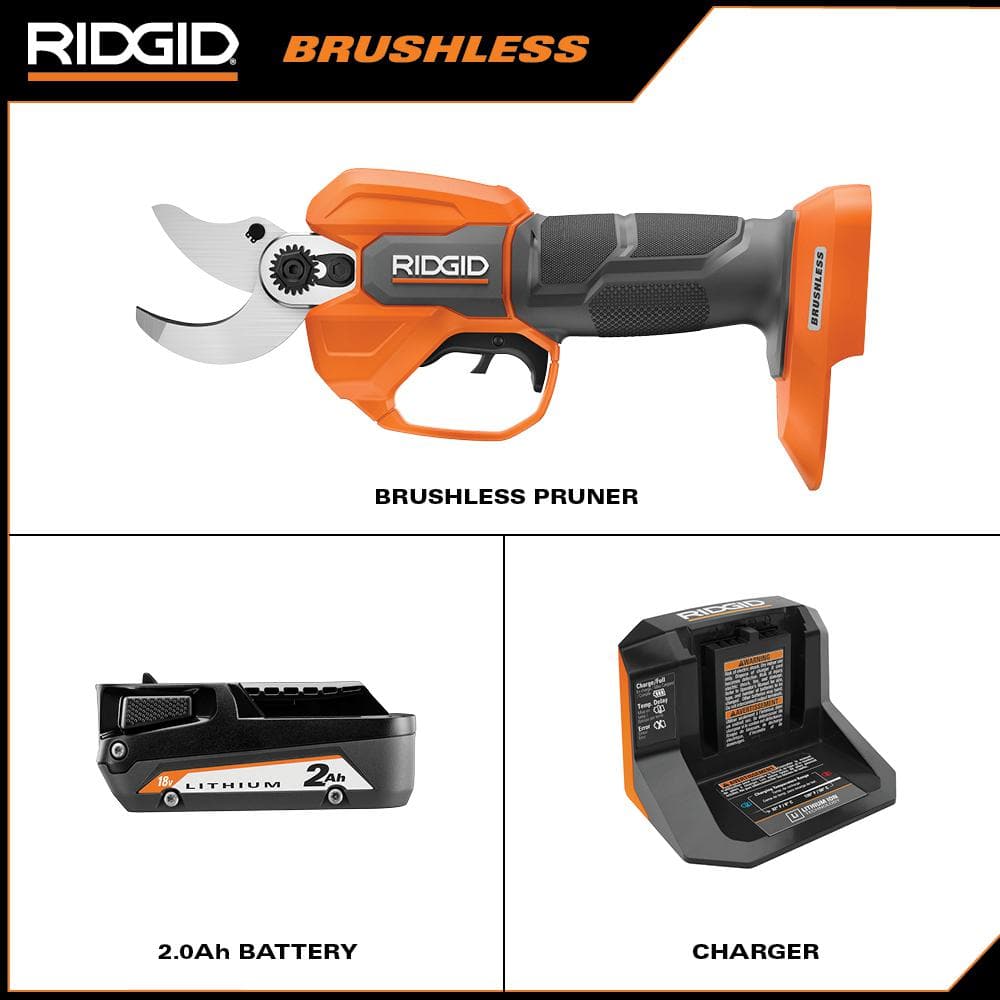 RIDGID 18V Brushless Cordless Battery Pruner with 2.0 Ah Battery and Charger R01301K