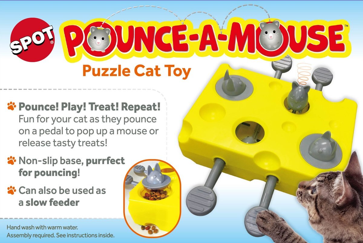 Ethical Pet Pounce A Mouse Treat Dispensing Cat Toy， Yellow