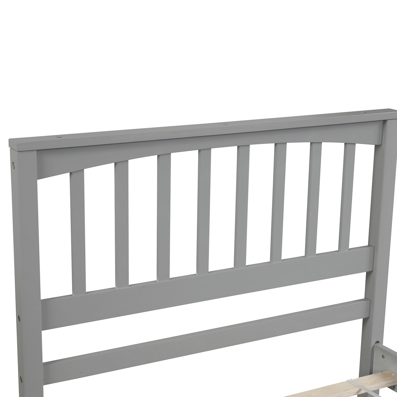 KALEFU Modern Twin Size Bed Wood Platform Bed Frame with Headboard for Teens Kids Gray