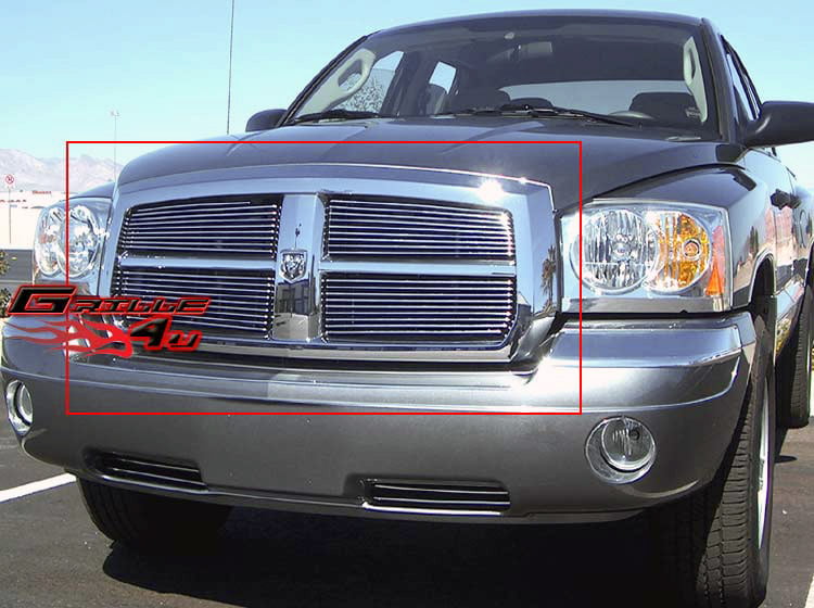 APS Compatible with Dodge Dakota 2005-2007 Main Upper Aluminum Chrome Horizontal Billet Grille Insert D85344A