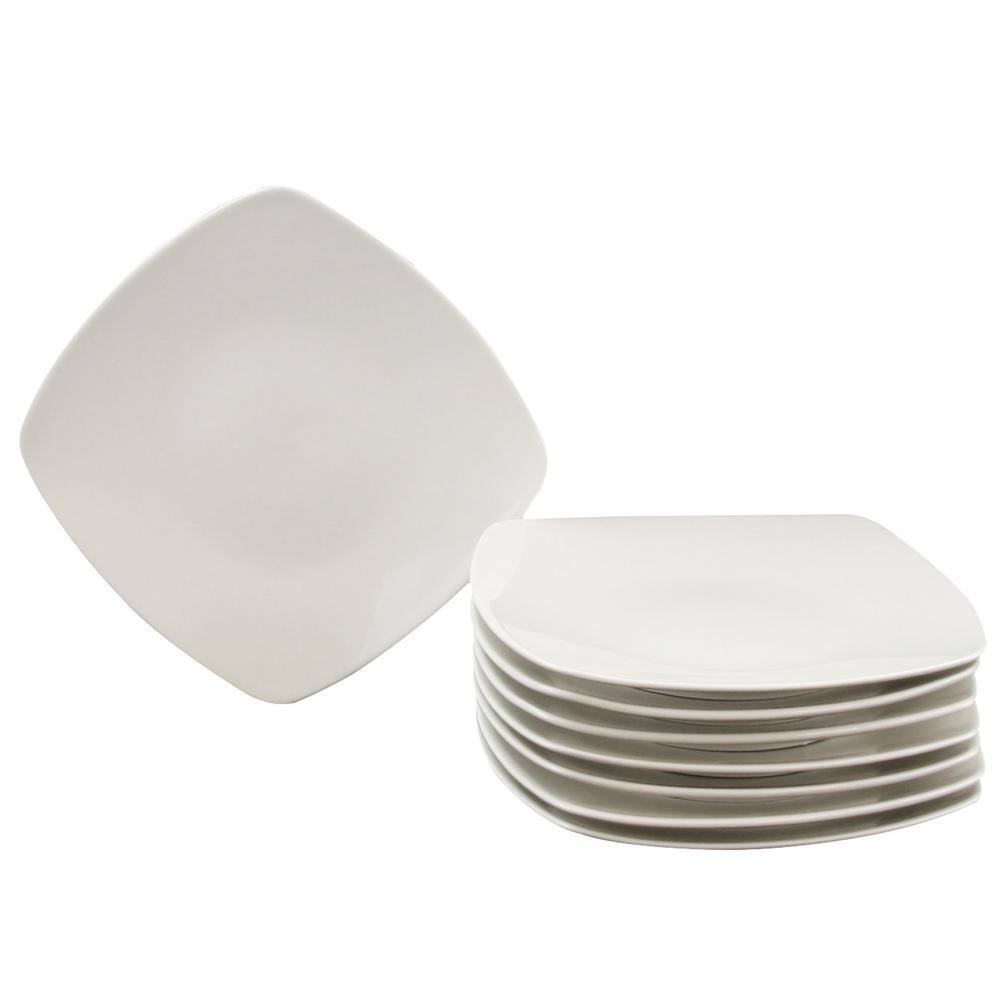 Gibson Zen Buffetware White Square Dinner Plates (Set of 8) 985100027M