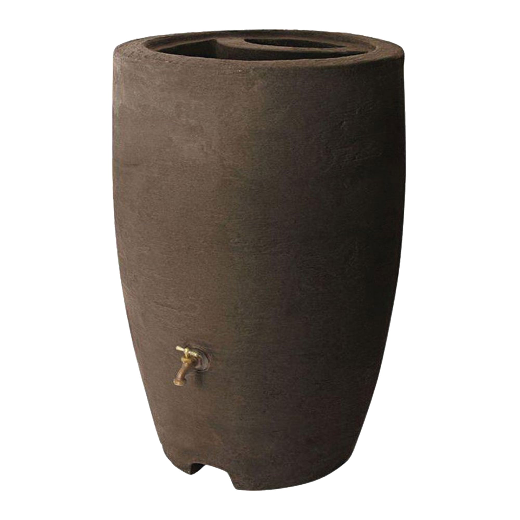 Algreen Athena 50 Gallon Plastic Rain Water Collection Drum， Brownstone (3 Pack)